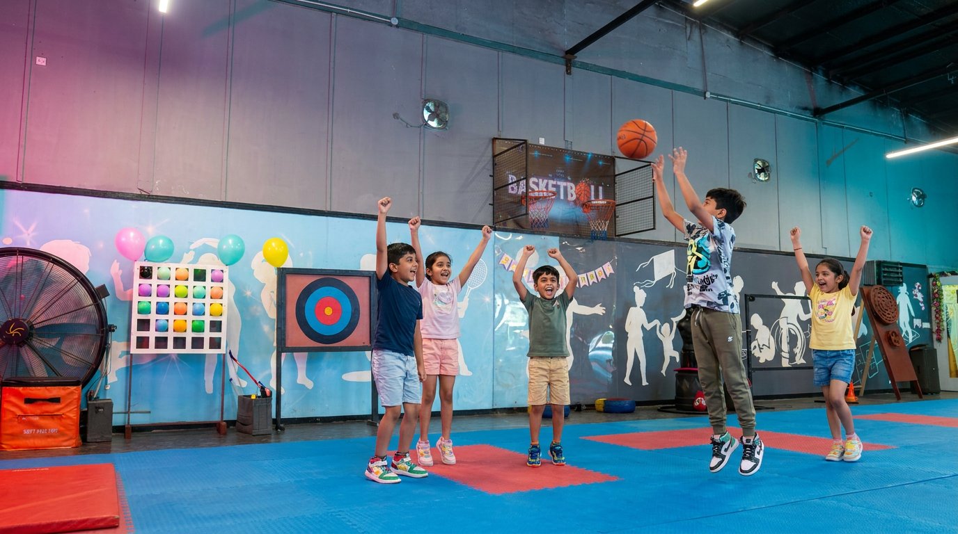 Kids playing basketball at Botfit