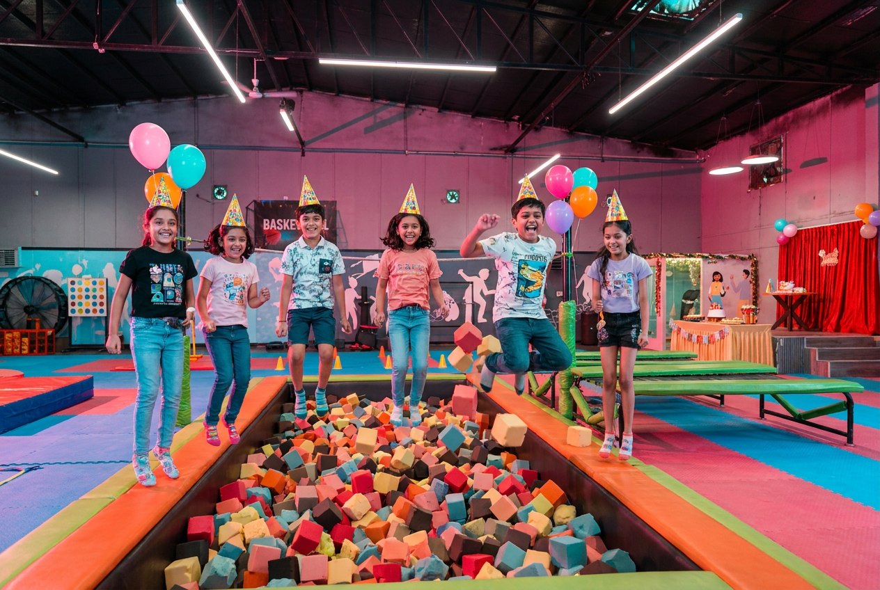 Kids in the foam pit at a Botfit birthday party