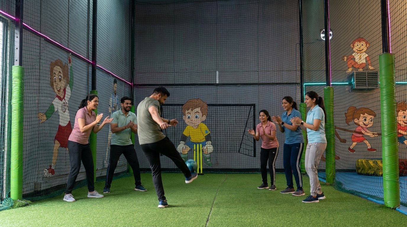 A corporate team playing football at Botfit